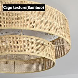 20" Boho Bamboo Small Caged Wicker Rattan DC Low