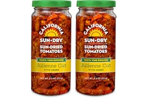 Sun-Dried Tomatoes in Oil, 8.5oz (Pack of 2) Julienne Cut with Herbs by CALIFORNIA SUN DRY | Naturally Gluten-Free and Antioxidant Rich