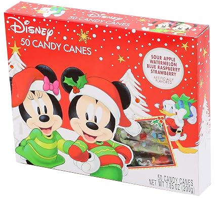 Disney Mini candy canes sour Apple, watermelon, Blue Raspberry&strawberry - 50 ct (041376405709)