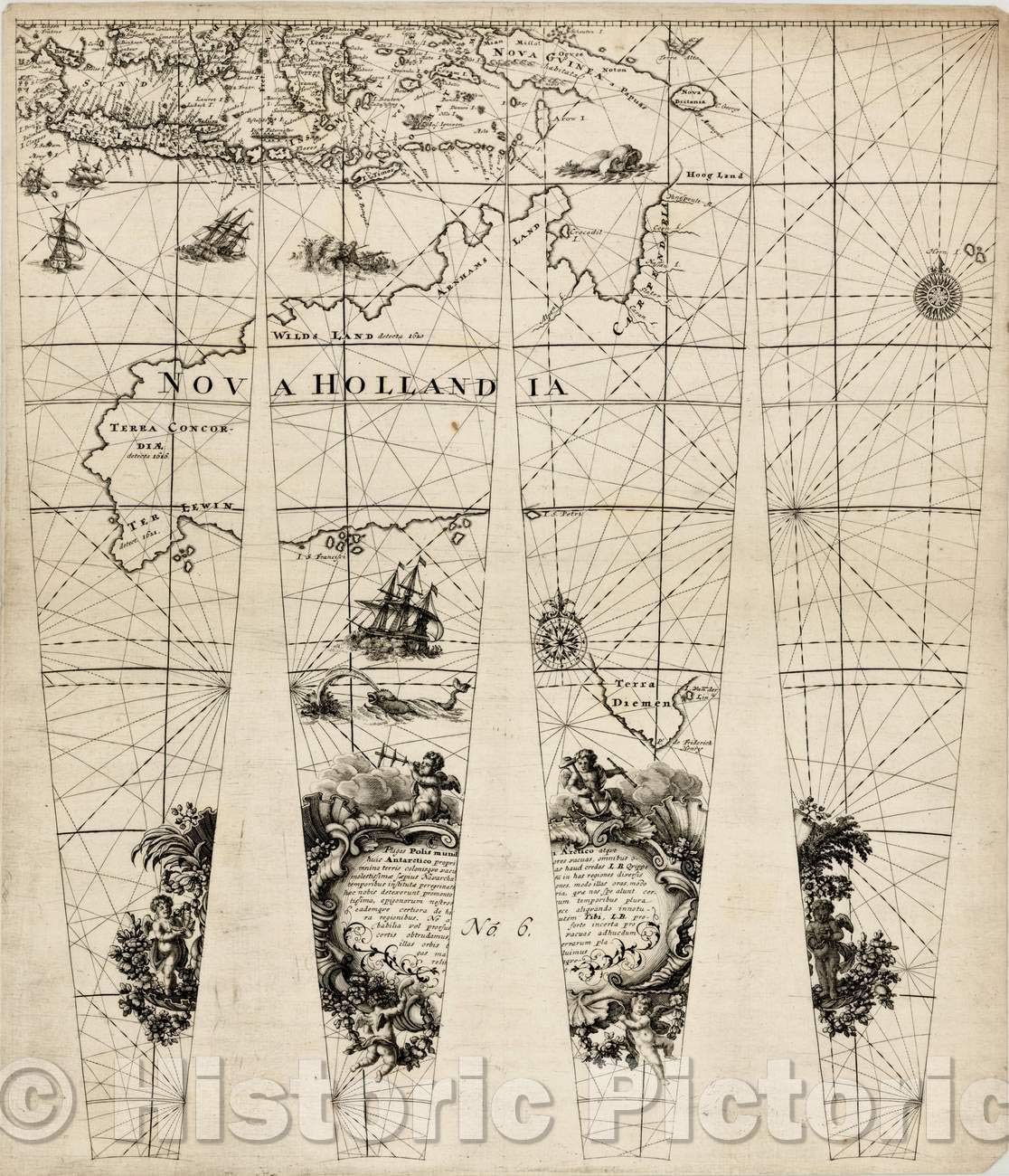 Historic Map - Australia & of Southeast Asia - Untitled Globe Gores, 1751, Johann Friedrich Endersch