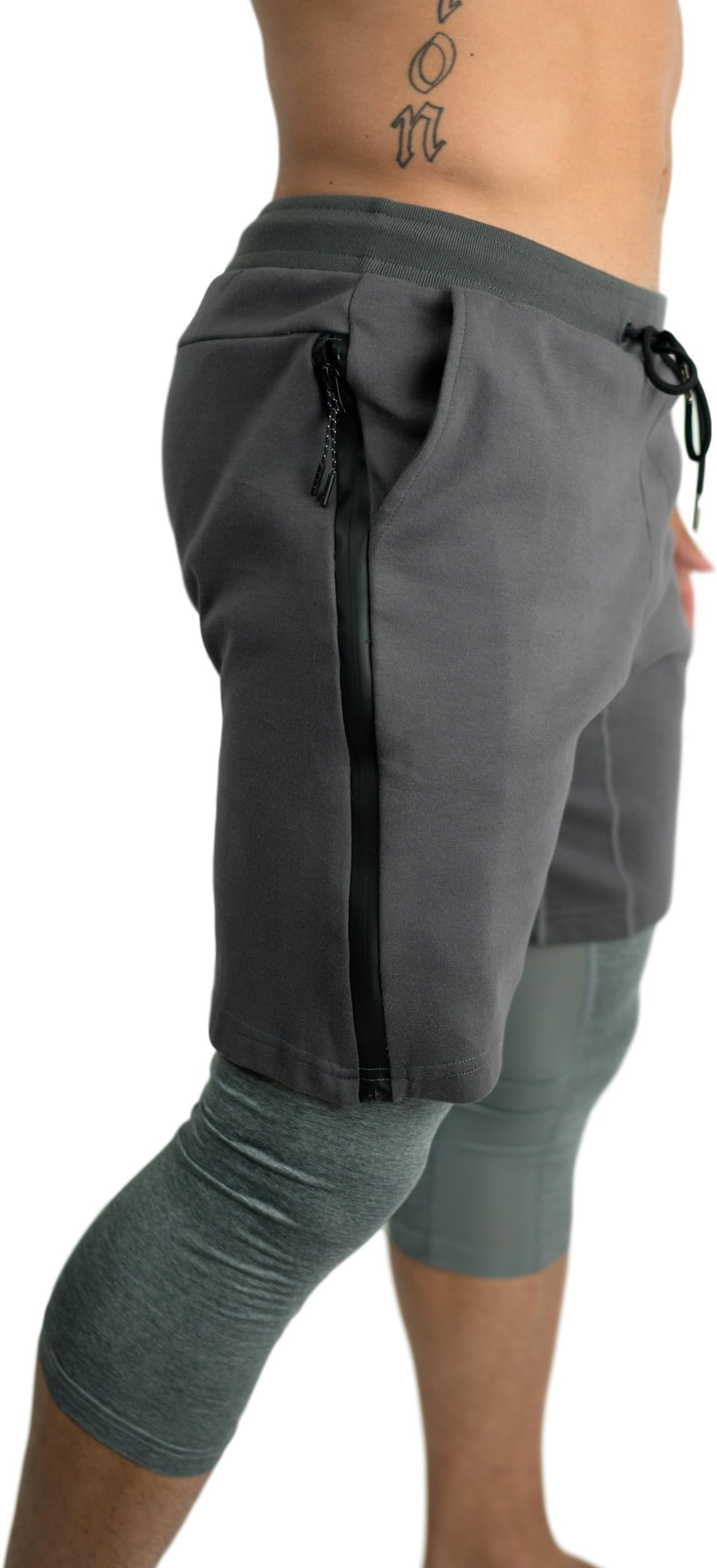 Onthec Mens Tech Shorts Grey - Gym Training Track Aesthetic