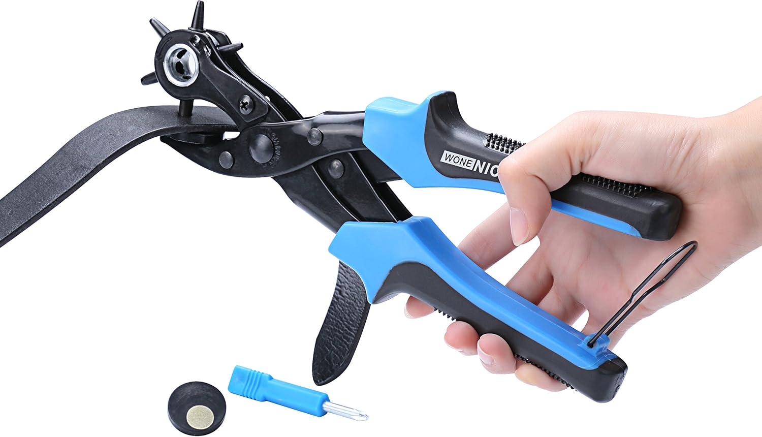 WoneNice Belt Hole Puncher for Leather, Saddle, Watch Strap, Shoe, Plastic, Rubber, Canvas, Cardboard, Saddles, Fabric, Paper, etc - - 