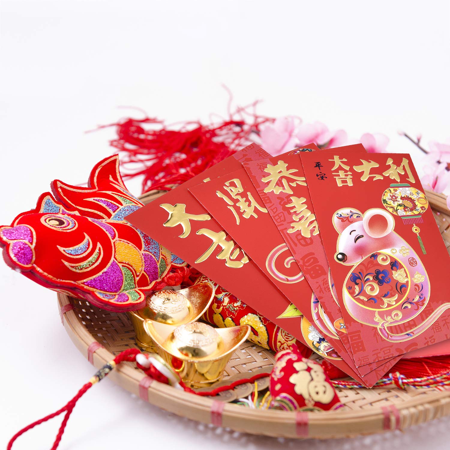 Sayaya 48 Pieces Chinese Red Envelopes Big Chinese Hongbao Rat Year Envelope Chinese New Year Lucky Money Pockets For Party Wedding And New Year Size C 6 5 X 3 5 Inches Envelopes