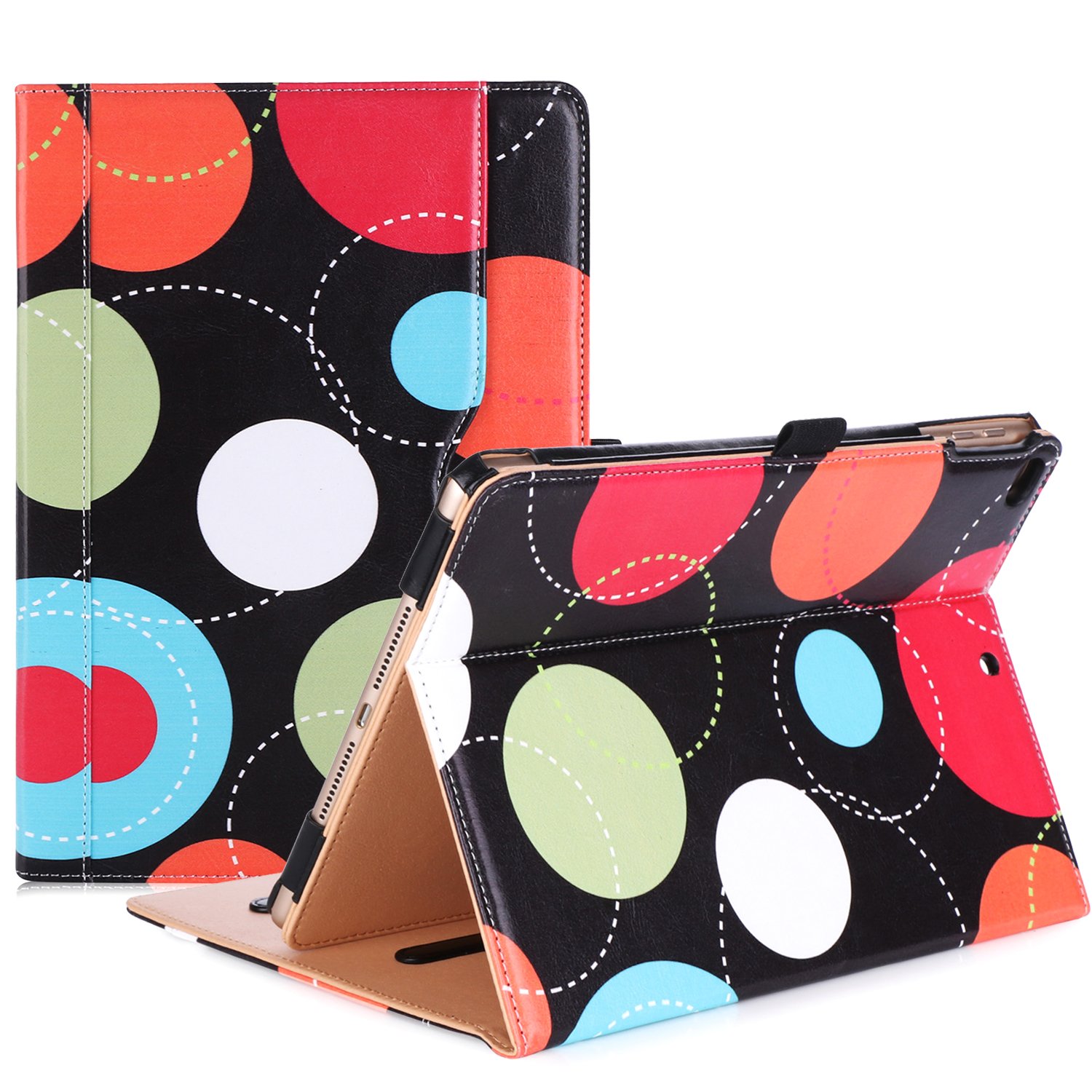 ProCase iPad 9.7 Case (Old Model) 2018 iPad 6th Generation/2017 iPad 5th Generation, Stand Folio Leather Case Cover for 9.7" iPad 5 iPad 6 iPad Air 2/1 -Circles