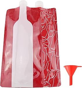 HJ Garden 2pcs Foldable Portable Wine Bag, Portable Reusable Plastic Wine Bottle Pouch, Liquid Leak Proof Flask Holder for Wine Liquor Beverages