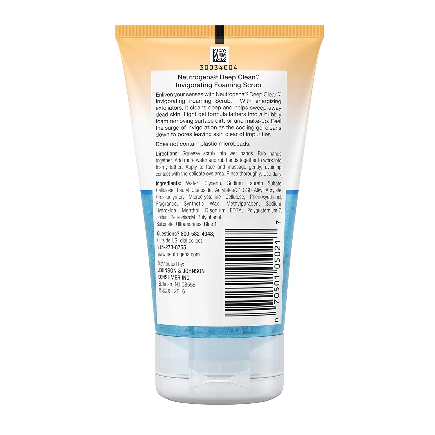 Neutrogena Deep Clean Invigorating Foaming Facial Scrub with Glycerin, Cooling & Exfoliating Gel Face Wash to Remove Dirt, Oil & Makeup, 4.2 fl. oz: Beauty