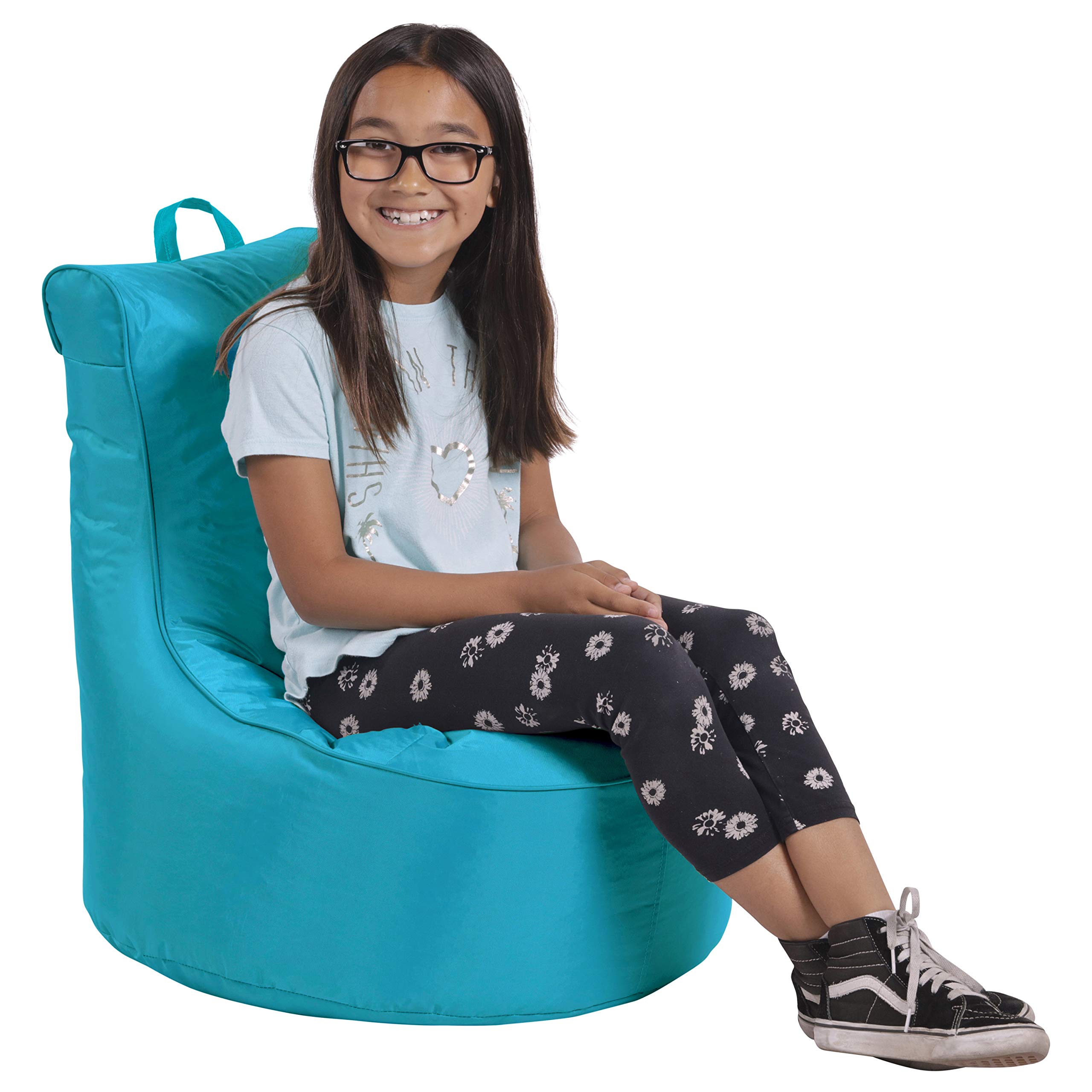 Cali Paddle Out Sack Bean Bag Chair, Dirt-Resistant Coated Oxford Fabric, Flexible Seating for Kids, Teens, Adults, Furniture for Bedrooms, Dorm Rooms, Classrooms - Aqua