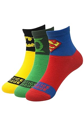 Justice League Kids High Ankle Socks by Balenzia - Pack of 3