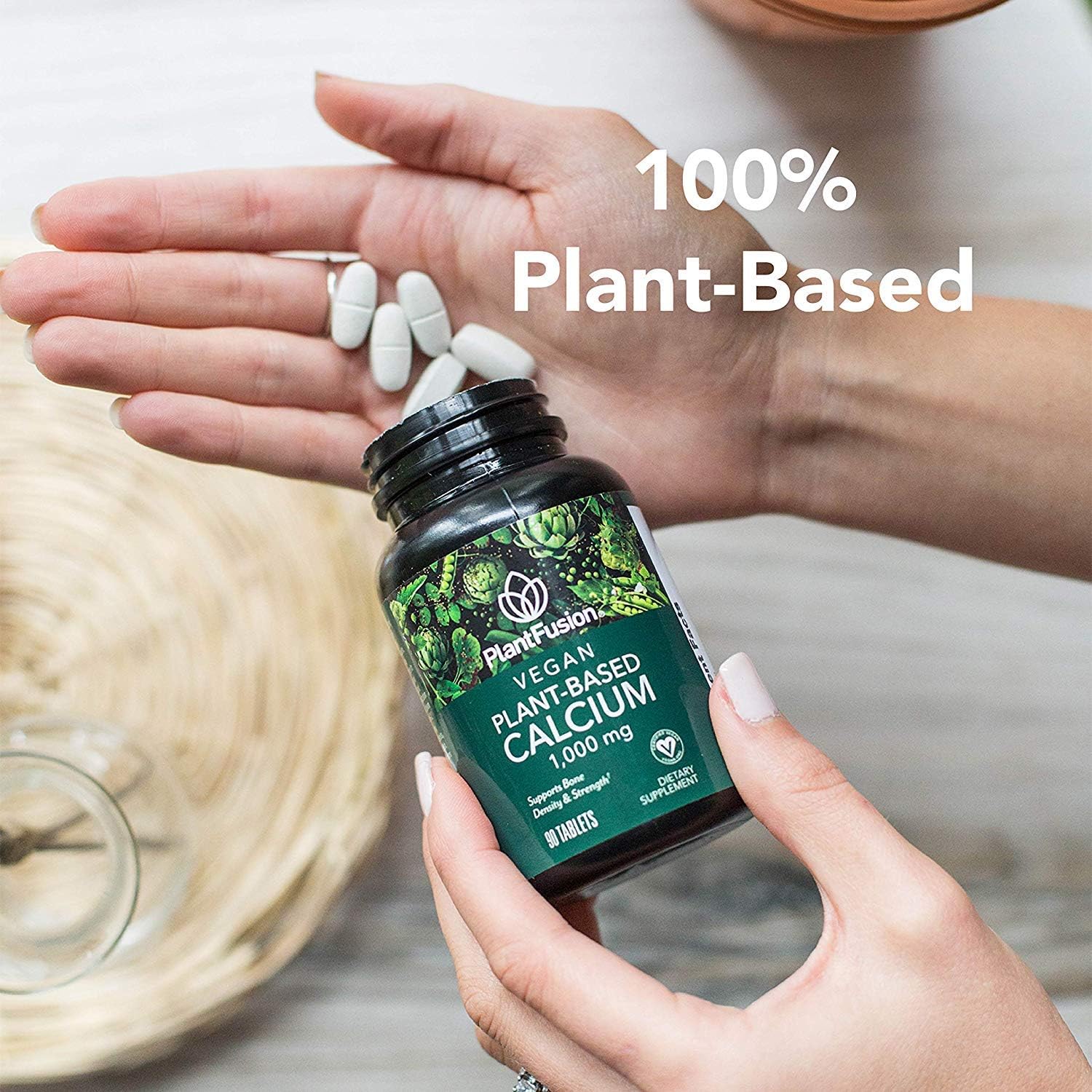 PlantFusion Calcium Vegan Vitamin 1,000 mg | Supports Bone Density and Strength with Mineralized Red Algae, Plant Based, Gluten and Soy Free, Dietary Supplement, 1 Month Supply, 90 Tablets: Health & Personal Care