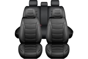 yotruth Universal Car Seat Covers Full Set | Faux Leather Automotive Seat Covers, Black | Fits Most Cars