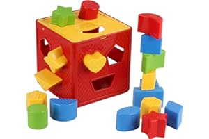 Baby Blocks Shape Sorter Toy - Childrens Blocks Includes 18 Shapes - Color Recognition Shape Toys With Colorful Sorter Cube B