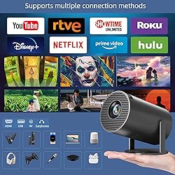[180°Adjustable Stand] Smart Mini Projector with