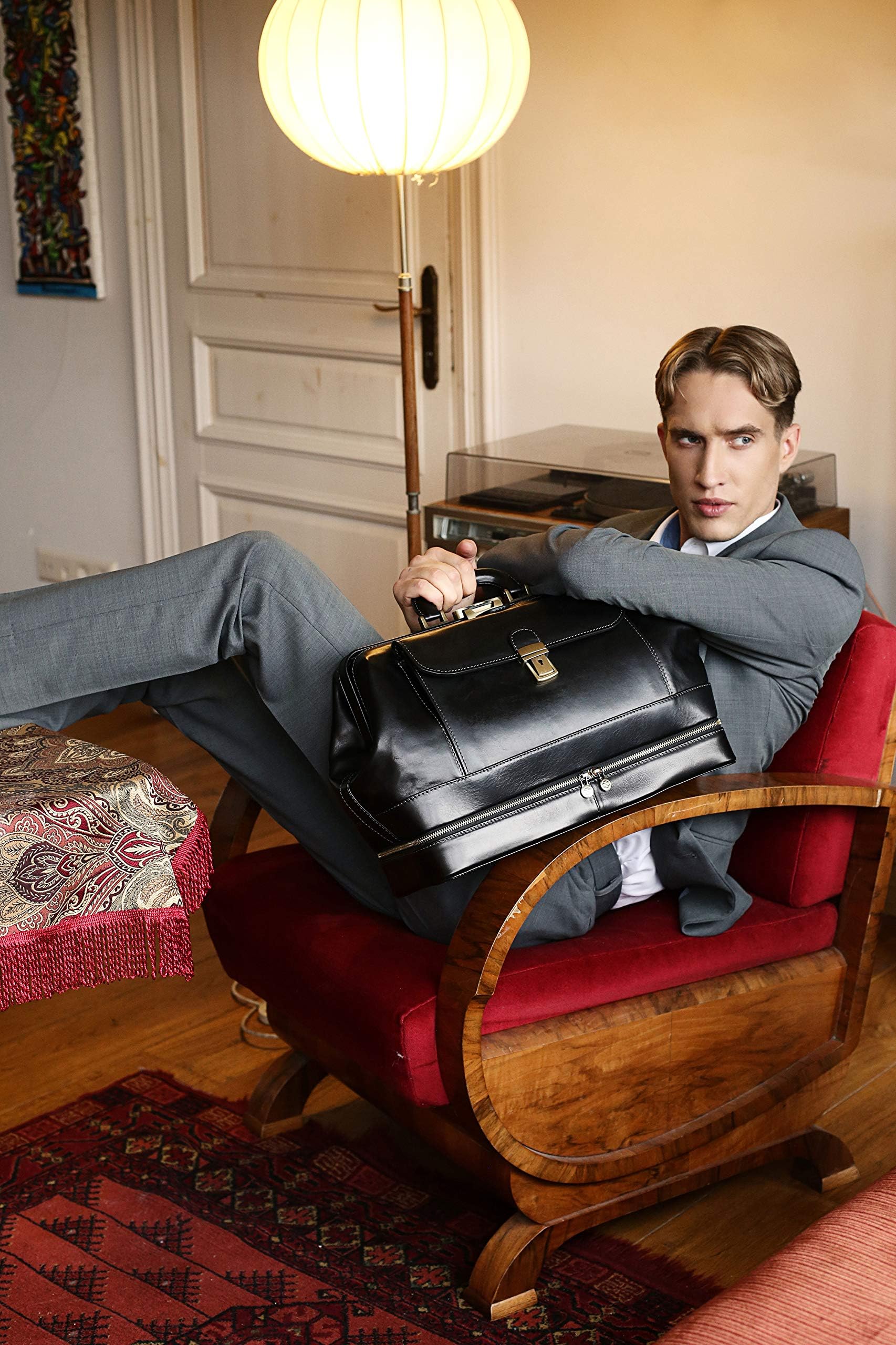 Time Resistance Leather Doctor Bag - Italian Handmade Medical Bag - Vintage Style Handbag - Real Leather Briefcase