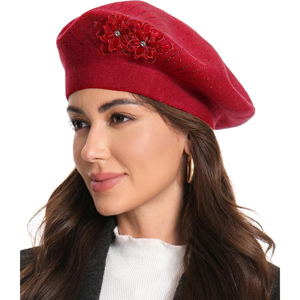 Women Classic French Beret Lady Vintage Rose Embroidery  display picture 1