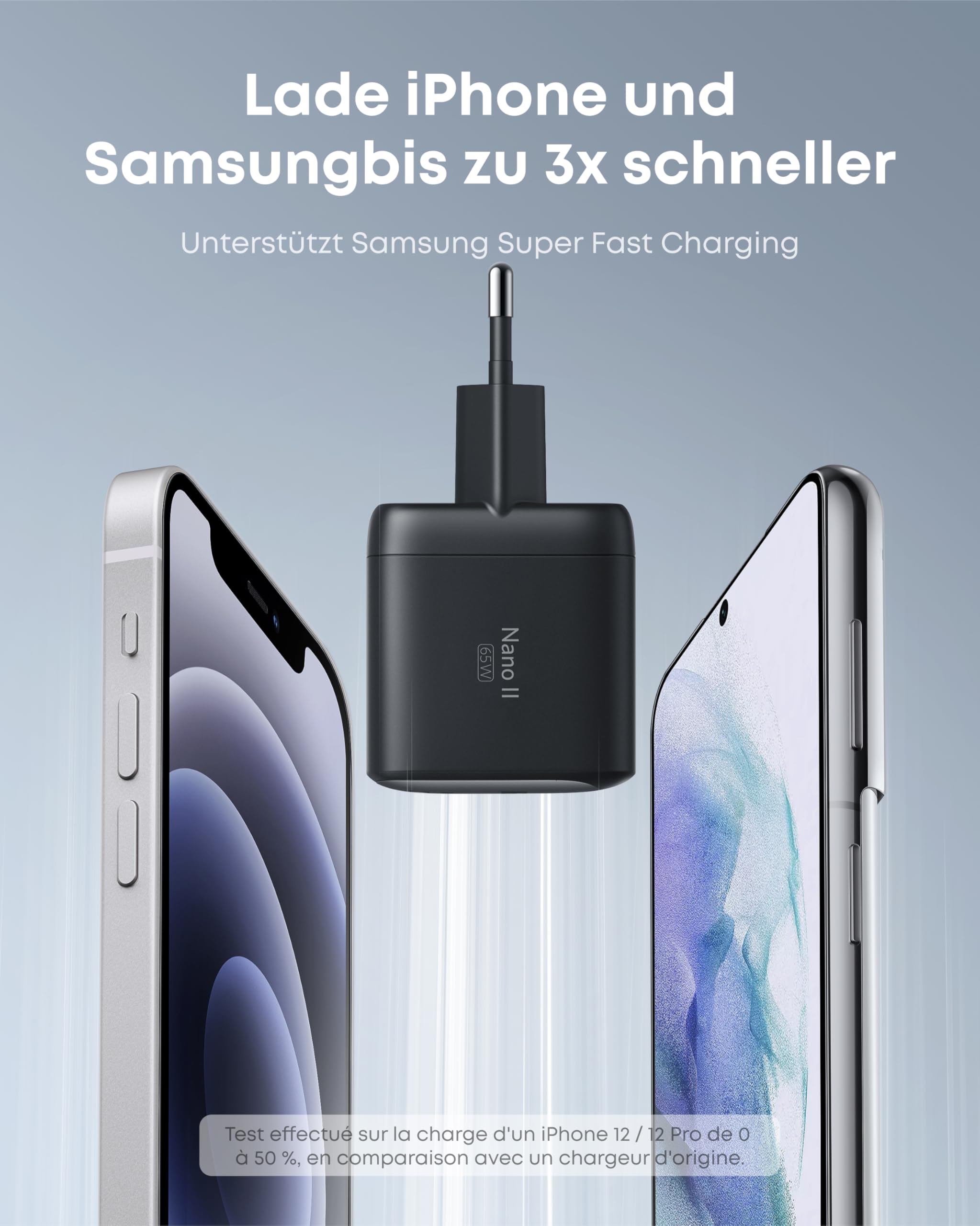 Anker Nano II 65W USB C Ladegerät Netzteil mit Schnellladeleistung, GaN II Technologie, Kompatibel mit MacBook Pro/Air, Galaxy S20/S10, iPhone 17/Pro/iPhone Air/16/15, iPad, Pixel (Schwarz) 5