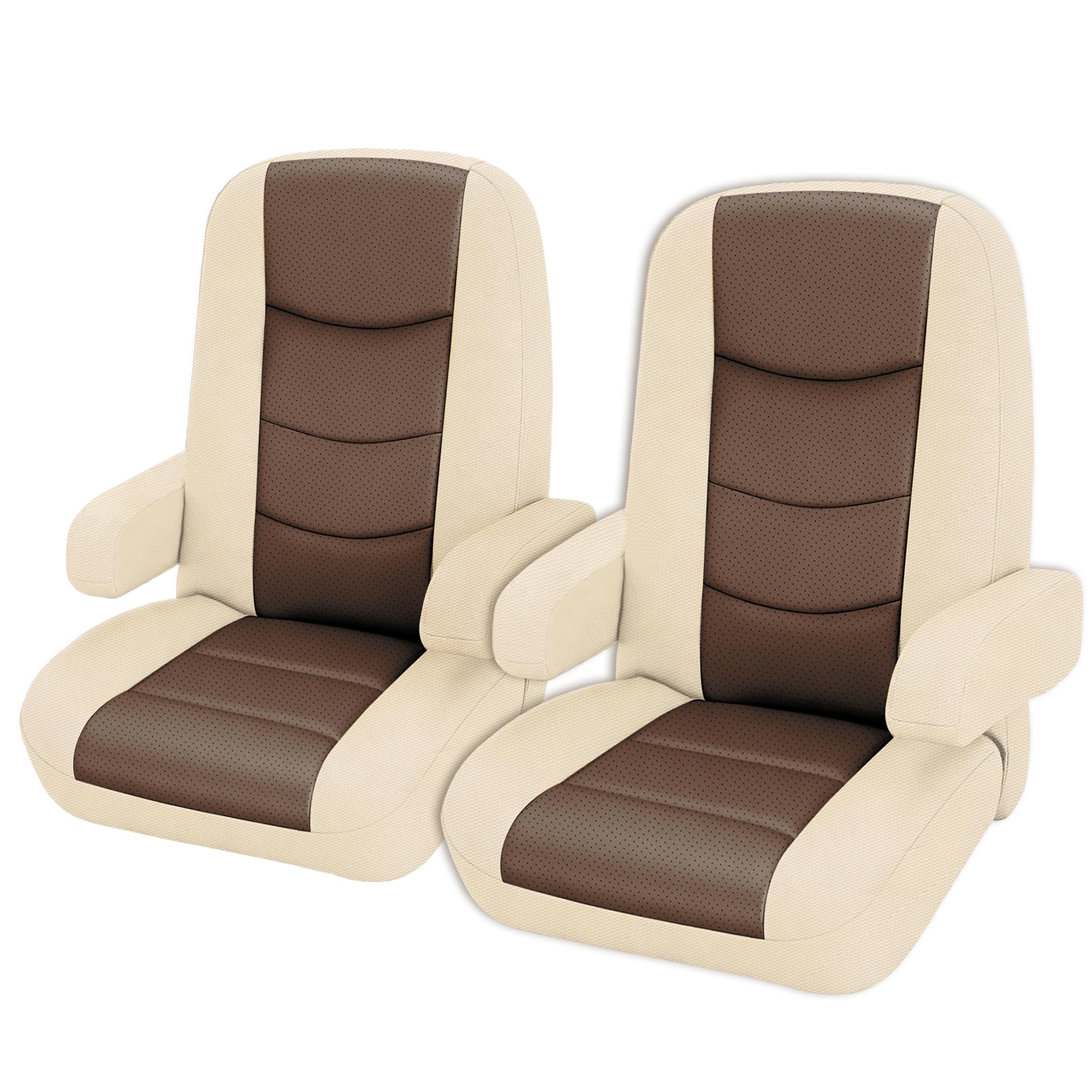 Photo 1 of Fioqe 2Pcs RV Seat Covers for Captain Chair with Arm Rest Covers, Comfort-Fit Stretchable Design for Class A Motorhomes, Durable Side Storage Pockets & Easy Installation - Beige