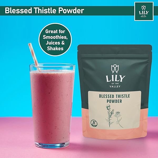 LILY OF THE VALLEY BLESSED THISTLE EXTRACT POWDER – IDEAL FOR SMOOTHIES & JUICES – MILK THISTLE TEA – RICH IN SILYMARIN AND ANTIOXIDANTS – VEGAN & GLUTEN-FREE – PACKED IN RESEALABLE POUCH (16OZ, 453G)