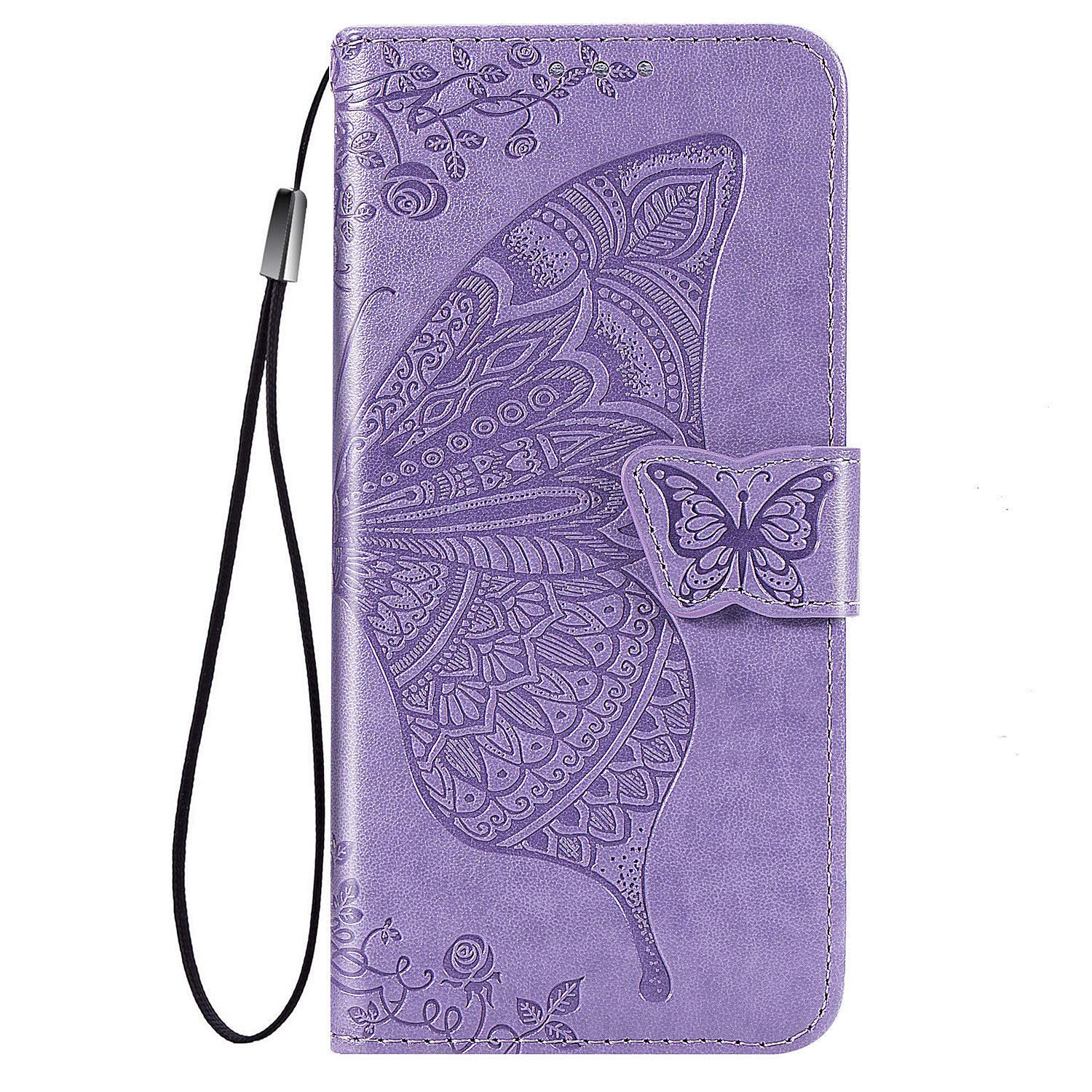 GOKEN Case for Google Pixel 7, TPU/PU Leather Flip Wallet Cover, Magnetic Closure Phone Shell with Cash & Card Slots & cute pattern, Light Purple