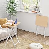 HOOBRO Side Table 2 Set Folding TV Tray Table Industrial Metal Frame Natural view 2