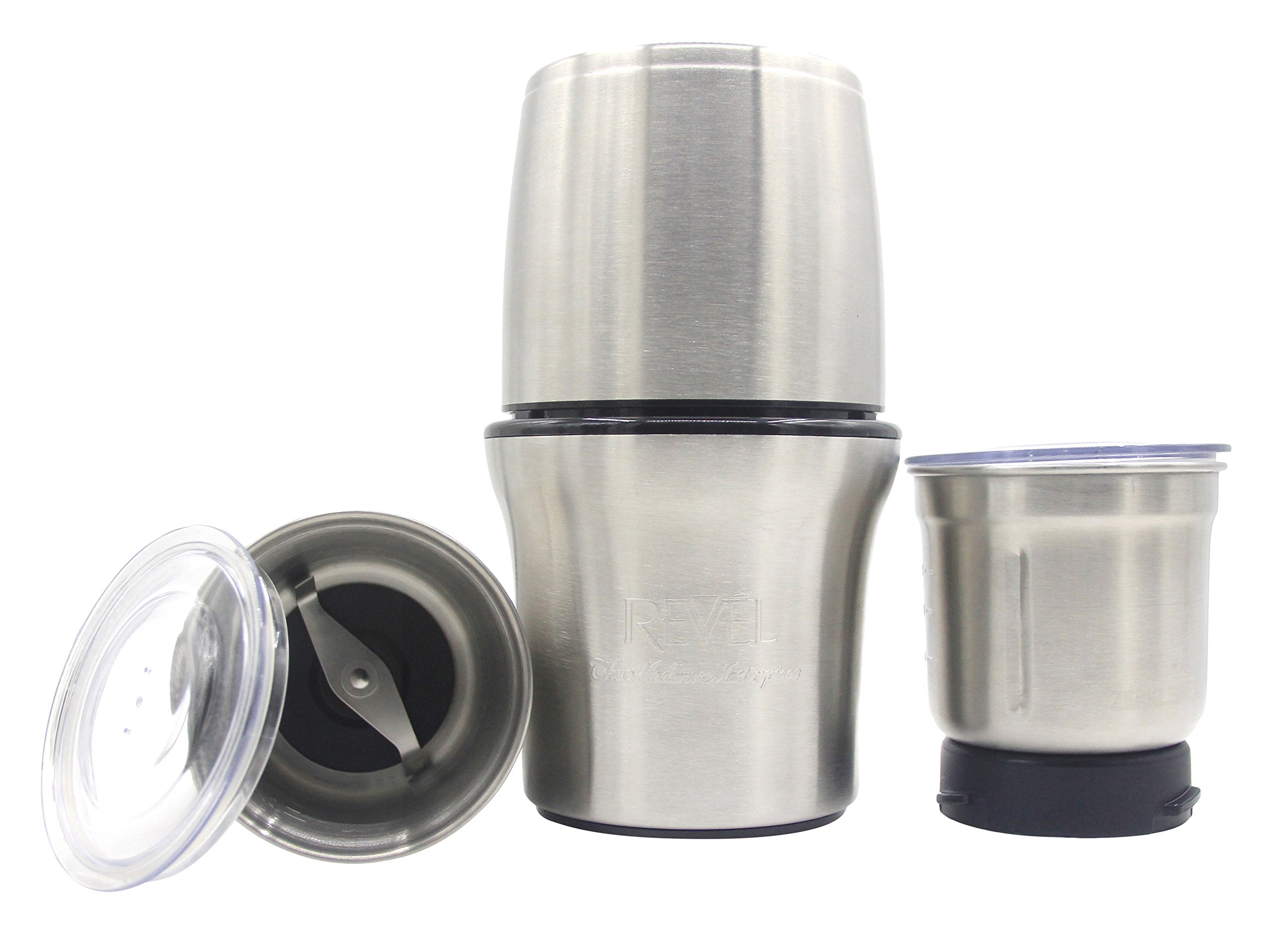 Revel CCM102 Wet and Dry Grinder with Two Separate Bowls, Stainless Steel,Red