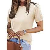 Zeagoo Womens Summer Short Sleeve Tops Crew Neck Lightweight Pullover Sweaters Loose Dressy Casual Blouse Basic Clothes