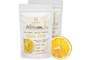 CERES GOURMET Dried Lemon Slices, Dehydrated Lemon Wheels for Cocktails (35 to 45 Slices) 3.5 Oz, Natural Dried Fruit Cocktail Garnish for Drinks, Decorations, Cake, Cooking, Tea, Christmas Decorations