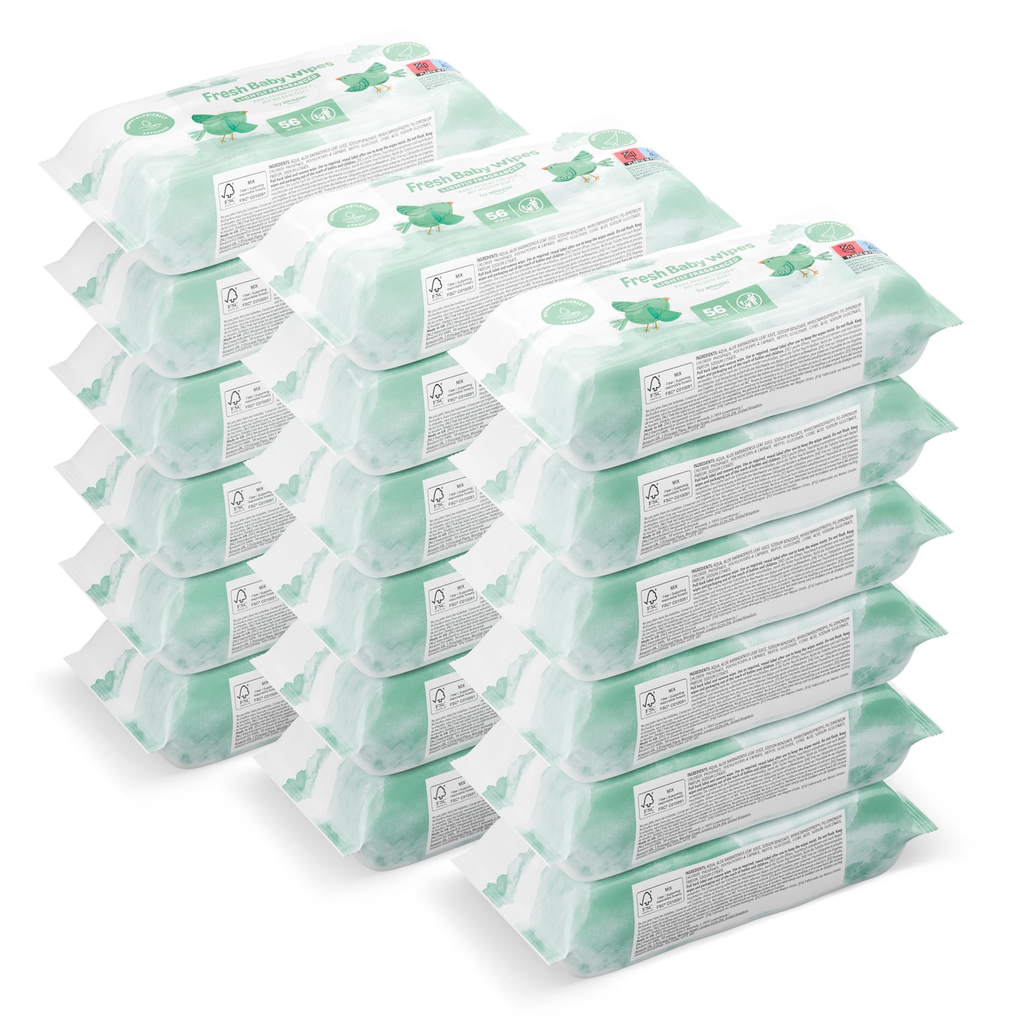 by Amazon Fresh Baby Wipes, 1008 Wipes, 18 Pack of 56
