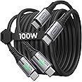 INIU USB C to USB C Cable, (6ft, 2-Pack) 100W USB C to C Fast Charging Cable, Braided Type C Charger Cable USB C Cord for iPh