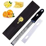 Integrity Chef PRO Citrus Zester & Cheese Grater | Ergonomic Non-Slip Grip Handle, Dishwasher Safe, Antibacterial Cover, Lemo
