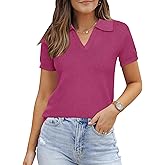 Arach&Cloz Women's Wool Blend Knit Spring Summer Business Casual Lightweight Short Sleeve Sweater Pullover 2026