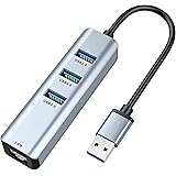 USB 3.0 to Ethernet Adapter,ABLEWE 3-Port USB 3.0 Hub with RJ45 10/100/1000 Gigabit Ethernet Adapter Support Windows 10,8.1,M