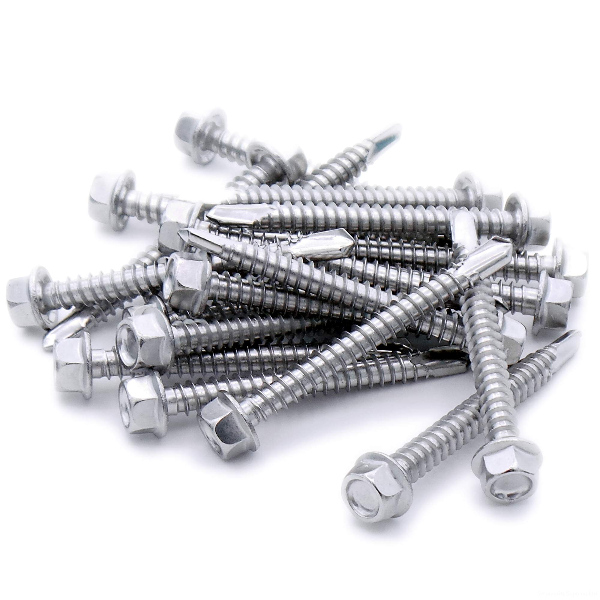 No.7 x 0.9 (3.9mm x 22mm) Hex Self-Drilling Screw (Flanged) - Stainless Steel (A2) (Pack of 20)