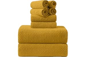 SMUGE 8-Piece Bath Towel Set, 2 Extra Large Bath Towel Sheets, 2 Hand Towels and 4 Washcloths - Highly Absorbent Quick Dry Microfiber,Ultra Soft Towel Set for Bathroom Waffle Weave, Pack of 8 (Sweet Yellow)
