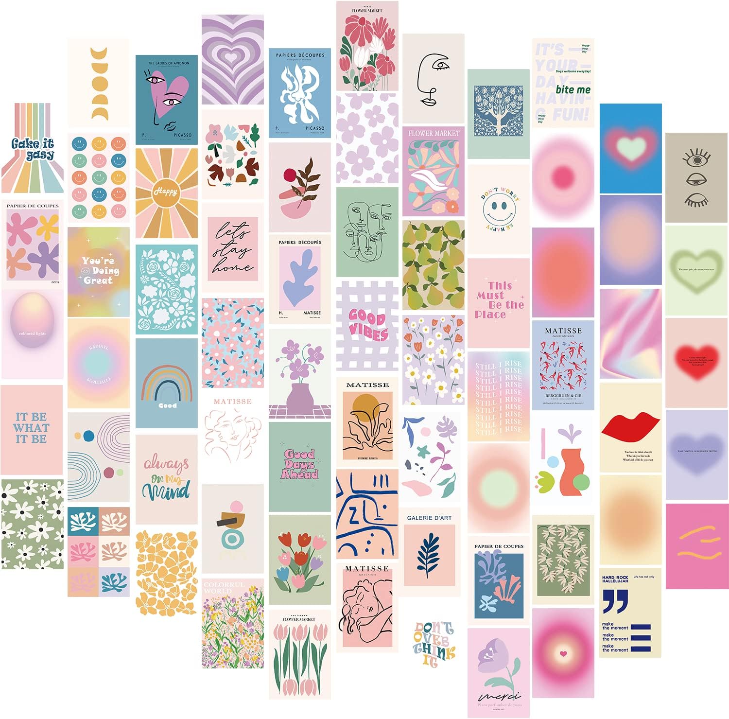 Wall Décor - TRAMIN 70pcs Danish Pastel Room Decor Aesthetic, Aesthetic Wall Decor for Bedroom , Danish Pastel Wall Collage Kit Aesthetic Pictures for Bedroom Wall Decor, Cute Room Decor for Teen Girls Trendy Stuff, Gifts for Girls