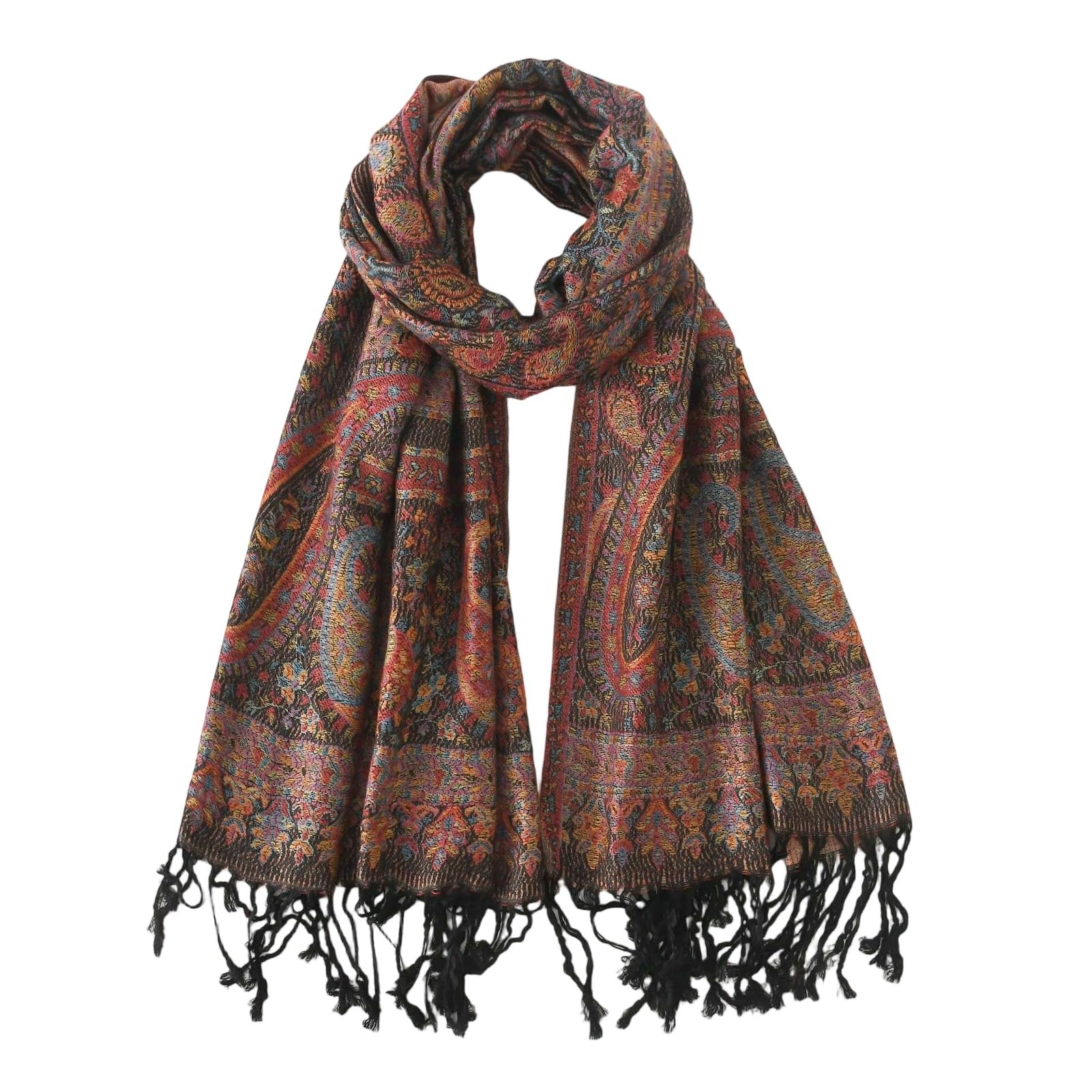 Photo 1 of Nonakgado Pashmina Scarf for Women-Two Tone Plum Paisley Pashmina Shawls and Wraps for Evening Dresses(Sy3-Black Plum)