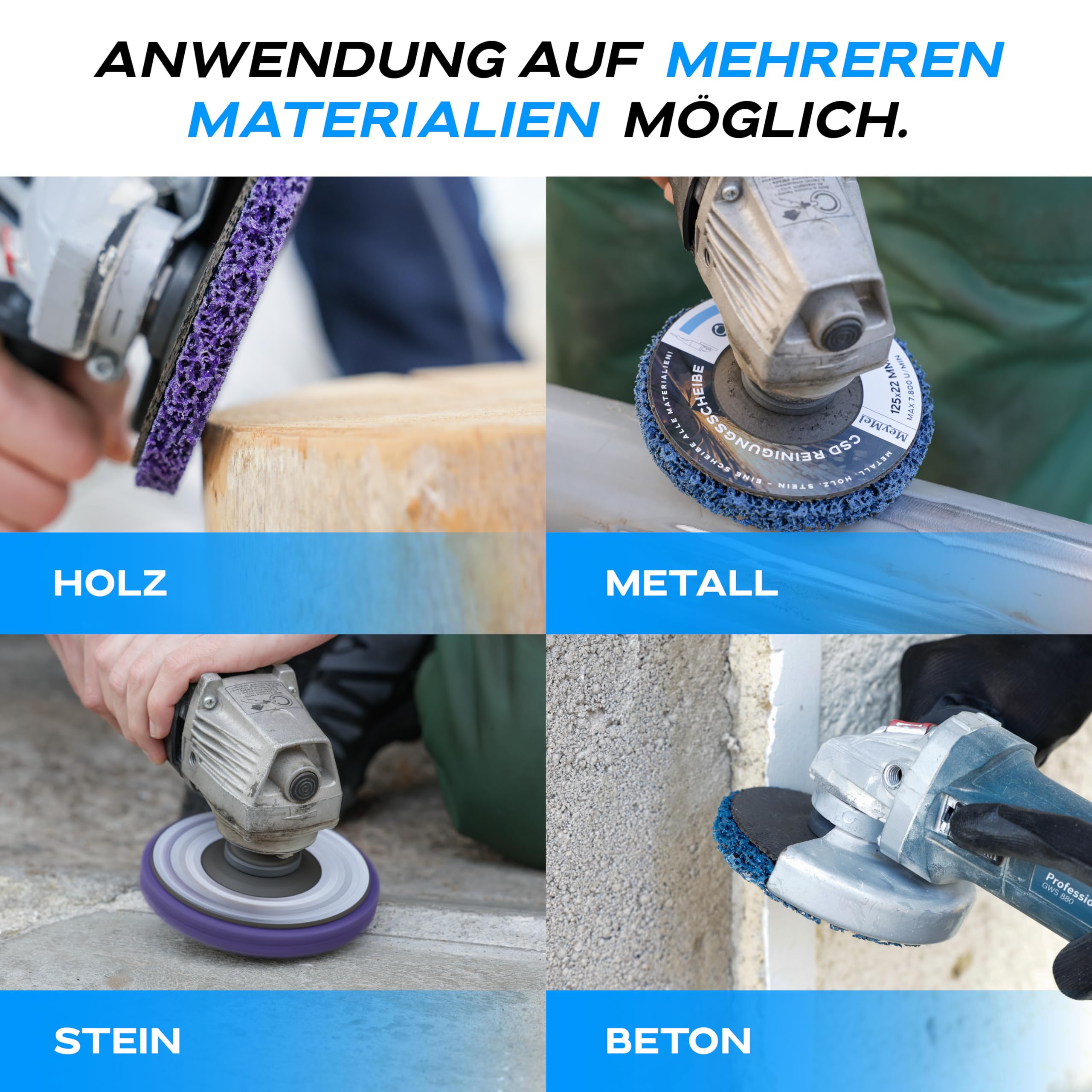 MeyMel® 5 Stück Premium CSD Scheibe 125mm 3x Grob & 2x Mittel | Hochleistungs- & Bruchsichere Reinigungsscheibe | Für Winkelschleifer 125mm | Rostentferner für Flex | Holz Metall Stein Beton 3