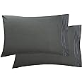 Elegant Comfort Luxury Ultra-Soft 2-Piece Pillowcase Set - 1500 Premium Hotel Quality Microfiber Double Brushed - Wrinkle Resistant, Standard/Queen, Grey