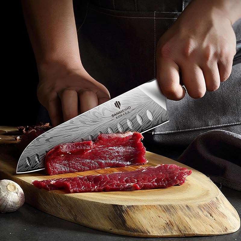 Santokumesser Japanisch 18cm Pulverstahl, Kochmesser Küchenmesser — Foto 6 von 8