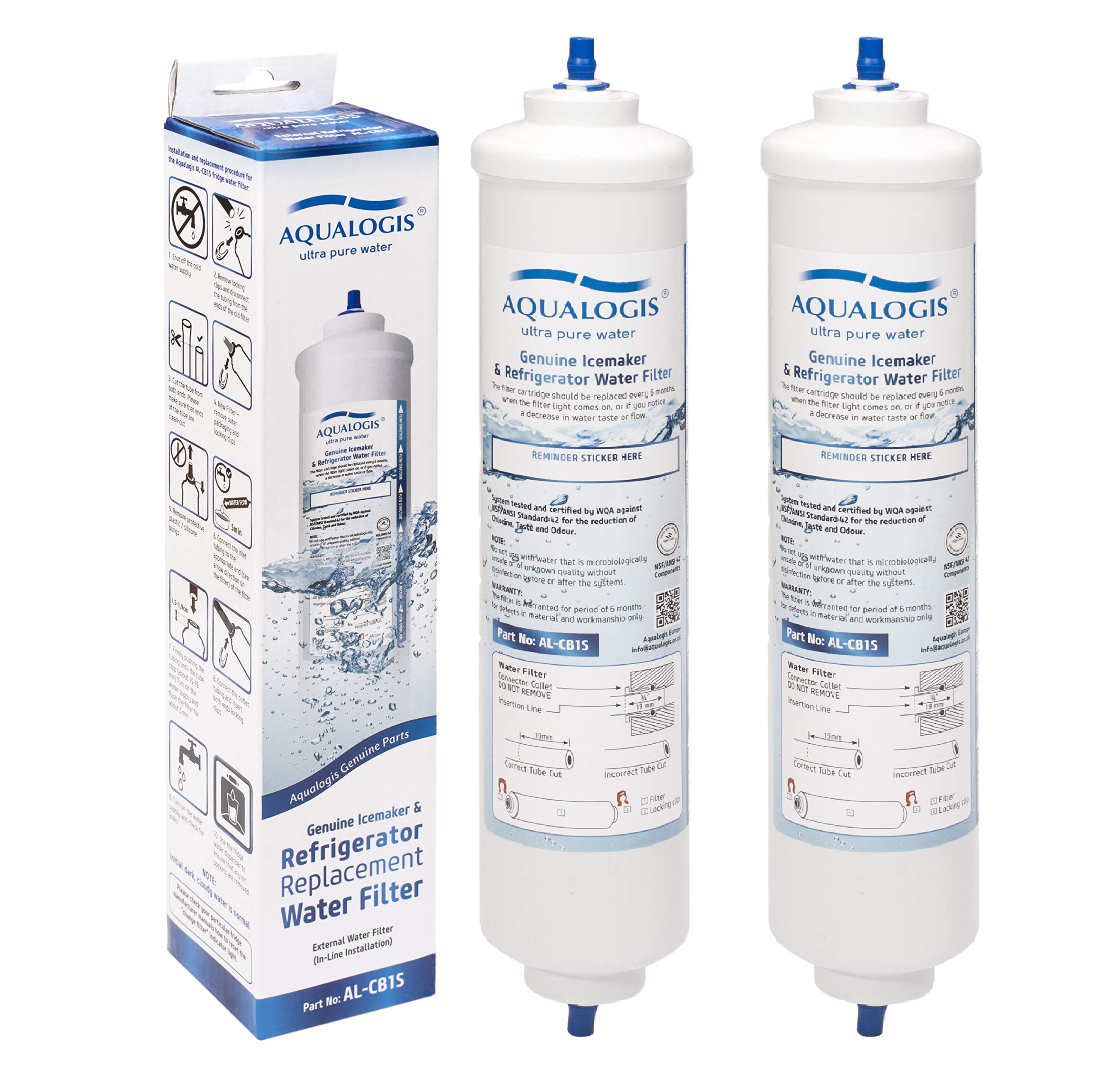 Aqualogis ALCBS Water Filter Compatible with Hisense Refrigerator RS696N4IB1, RS696N4II1, RS696N4111, RS695N4IC2 (2 Pack)