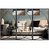 LuxenHome 3 Pieces Black Metal Rectangular Wall Mirror Set Large Vanity Mirror for Bedroom, Black Accent Metal Entryway Wall 
