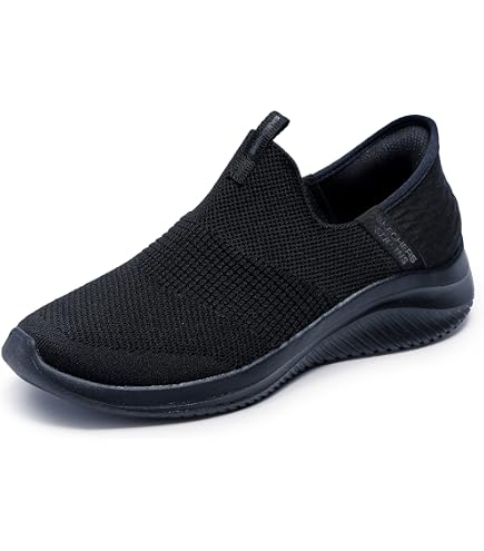 Skechers Women's Hands Free Slip Ins Ultra Flex 3.0 Smooth Step, Black, 9.5 Wide : Clothing, Shoes & Jewelry