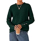 PRETTYGARDEN Fall Sweaters for Women 2026 Cozy Casual Crewneck Pullover Button Long Sleeve Knit Tops Winter Fashion Clothing