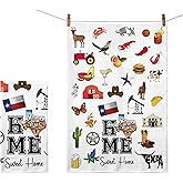 Home Sweet Home Texas Kitchen Towel - Housewarming and Homecoming Gifts - Texas State Favorite Symbol Dish Towels Gifts for Women Friends for Birthdays Mother's Day and Holidays