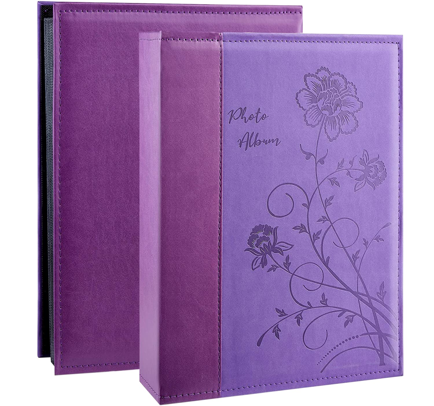 Miaikoe Photo Album 6x4 300 Photos Slip in, Extra Large Capacity Leather Cover Wedding Family Picture Albums Holds 300 Horizontal 10x15cm Landscape Photos(Purple)