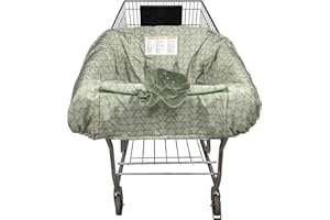 Boppy Shopping Cart Cover for Baby - 360° Coverage Cart Cover for Babies with Safety Harness, Toy Tether, One-Hand Placement, Machine-Washable, 6 Month & Up - Happy Green Leaves