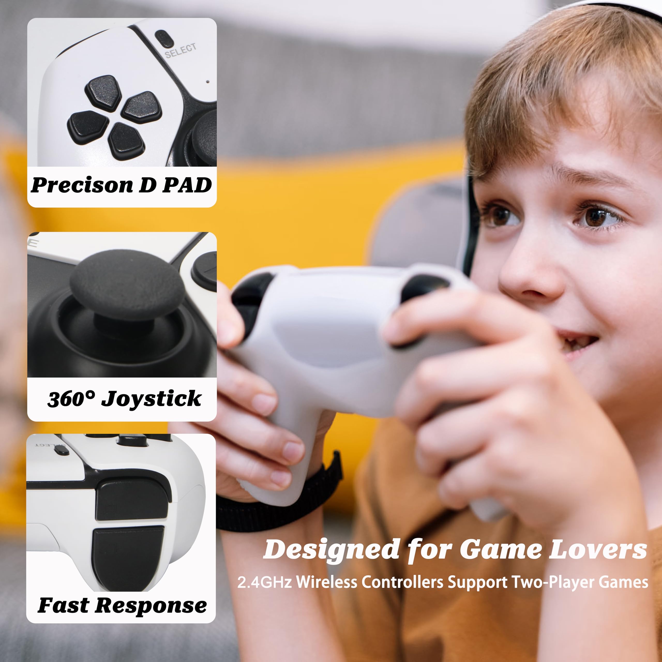 Hikonia Retro Game Console with 20000 Games,Plug & Play Video Game Console 18 Emulators Classic Games,4K HDMI Output for TV,Dual Controllers Birthday Gifts for Boys & Girls 64G