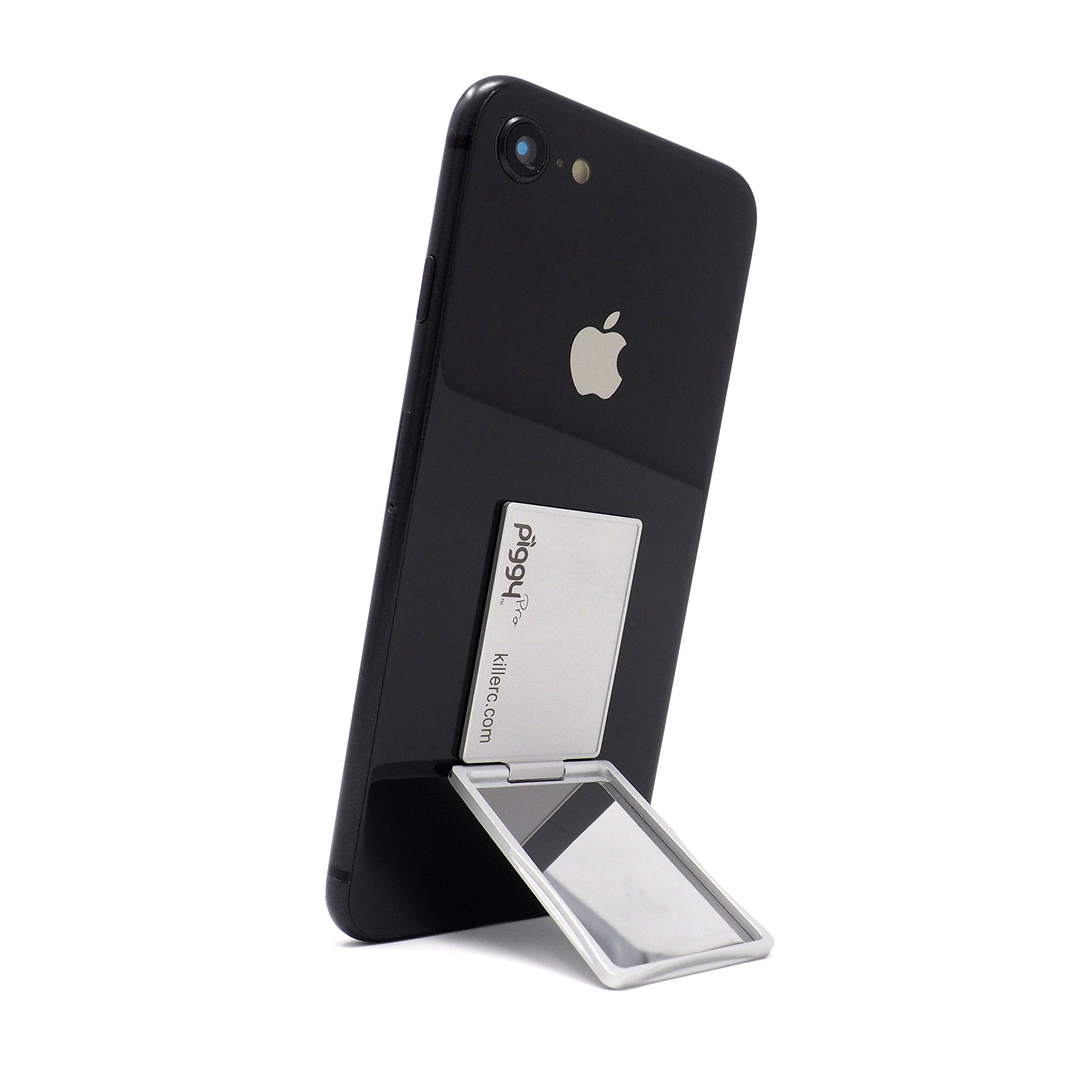 Killer Concepts Flip Stand (aka Piggy Pro) Adjustable Phone Stand & Grip with Compact Mirror (Silver)