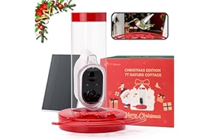 TT Nature Hummingbird Feeder with Camera Solar Powered, AI Identify Cloud Storage Instant Notification, CCPA Data Protection, Outdoor Hanging, Christmas Limited Edition