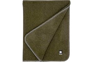 EKTOS 100% Virgin Wool Blankets, 90" x 78", Survival Kits, Camp Equipment, Car Camping (Olive Green, Full Size)