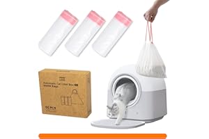 ABRCT Waste Bags(60 Count) for Self-Cleaning Litter Box Automatic Electronic Hands-Free Smart Robot self Cleaning Litter Box Liner- Safe Anti-Pinch, Odor Control,for Multiple Cats